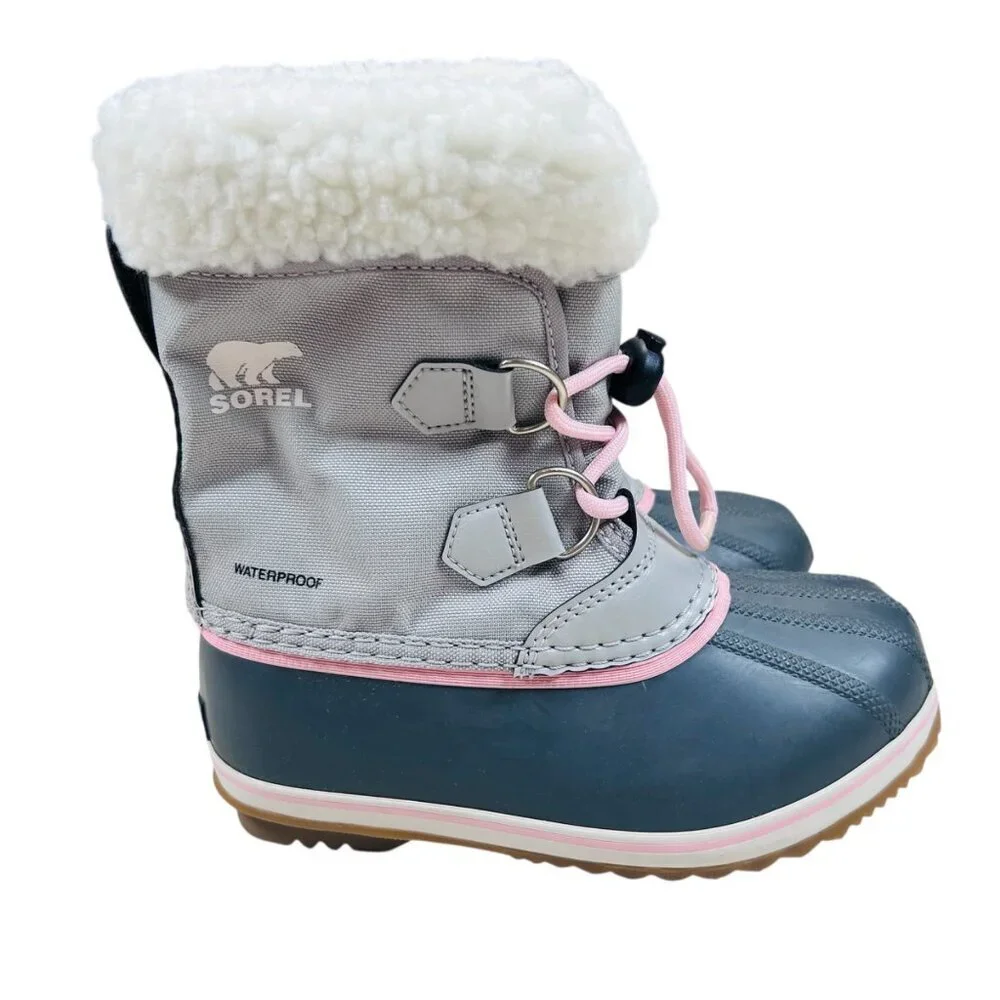 Sorel YOOT PAC Waterproof Nylon 13 Girls Pink Snow Boots Insulated Lace Up Outdo